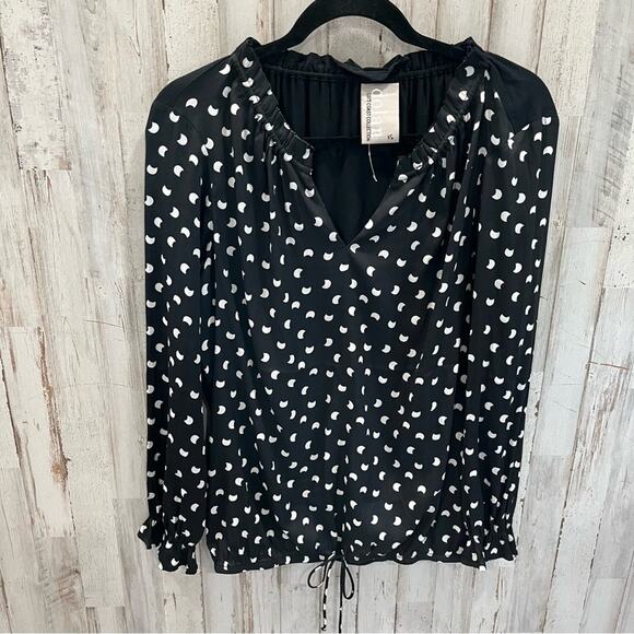 Dolan left coast Anthropologie french quarter half moon blouse black boho top XS - Picture 1 of 7